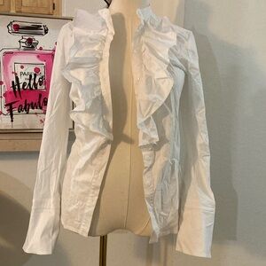 Elegant White Ruffled Women's Blouse